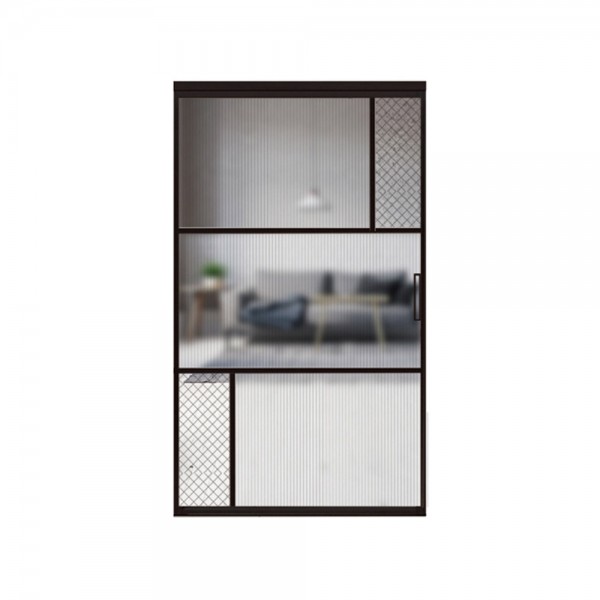 디자인핸즈 1 슬라이딩도어 5구 도어 진열 DH-21 블랙/망입+모루(세로)